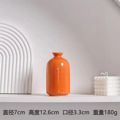 Modern orange ceramic vase set of 5 living room decor