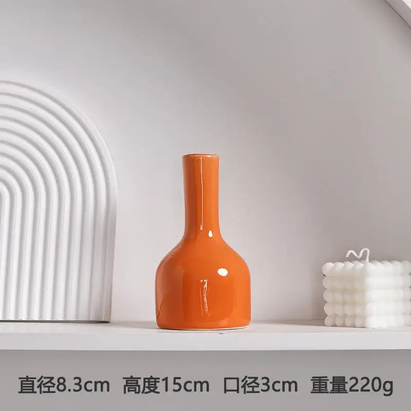 Modern orange ceramic vase set of 5 living room decor