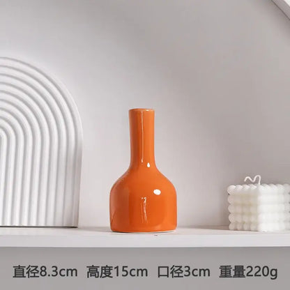 Modern orange ceramic vase set of 5 living room decor