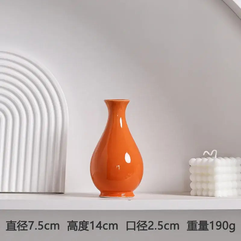 Modern orange ceramic vase set of 5 living room decor