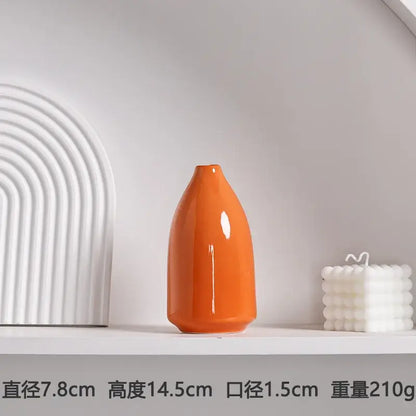 Modern orange ceramic vase set of 5 living room decor
