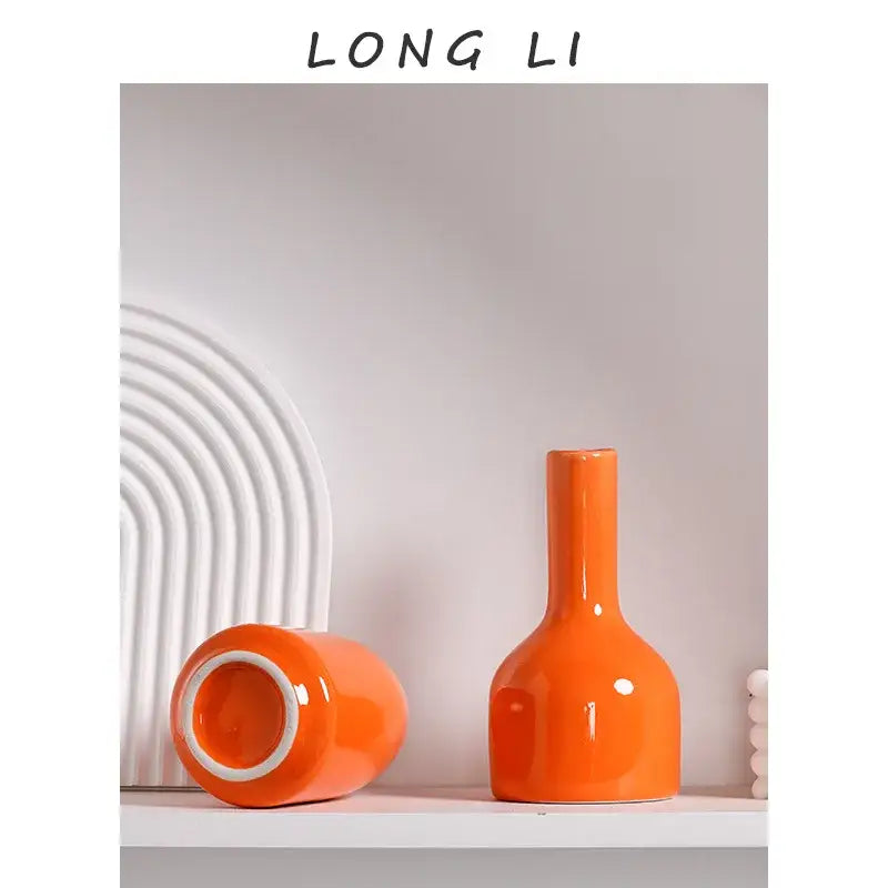 Modern orange ceramic vase set of 5 living room decor