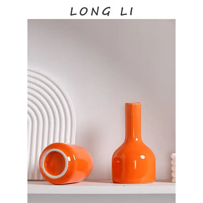Modern orange ceramic vase set of 5 living room decor