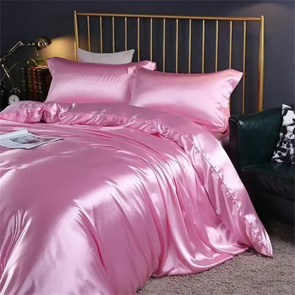 Luxury pink and gold mulberry silk bedding set bedroom duvet cover