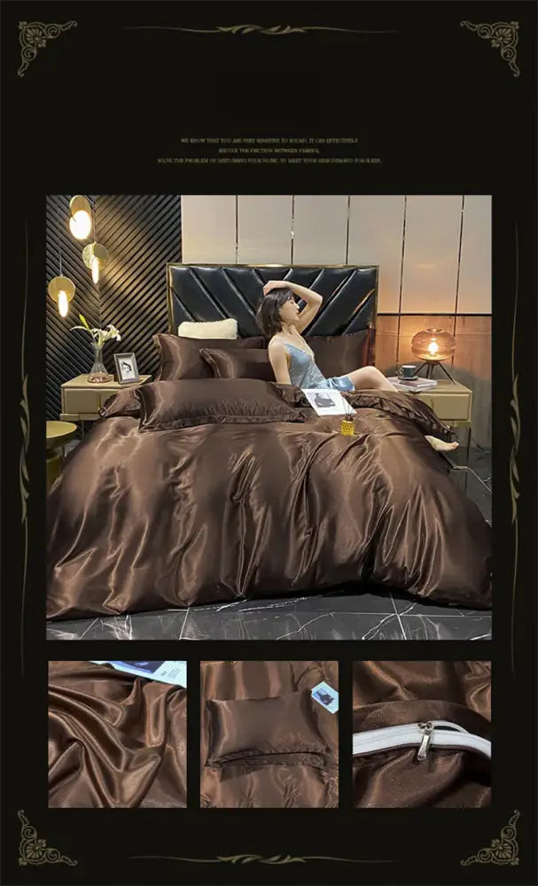 Luxury yellow mulberry silk bedding set bedroom duvet cover