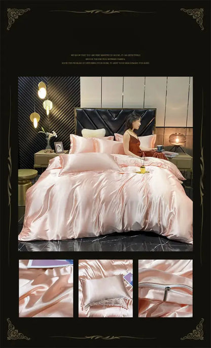 Luxury chocolate brown mulberry silk bedding set bedroom sheets