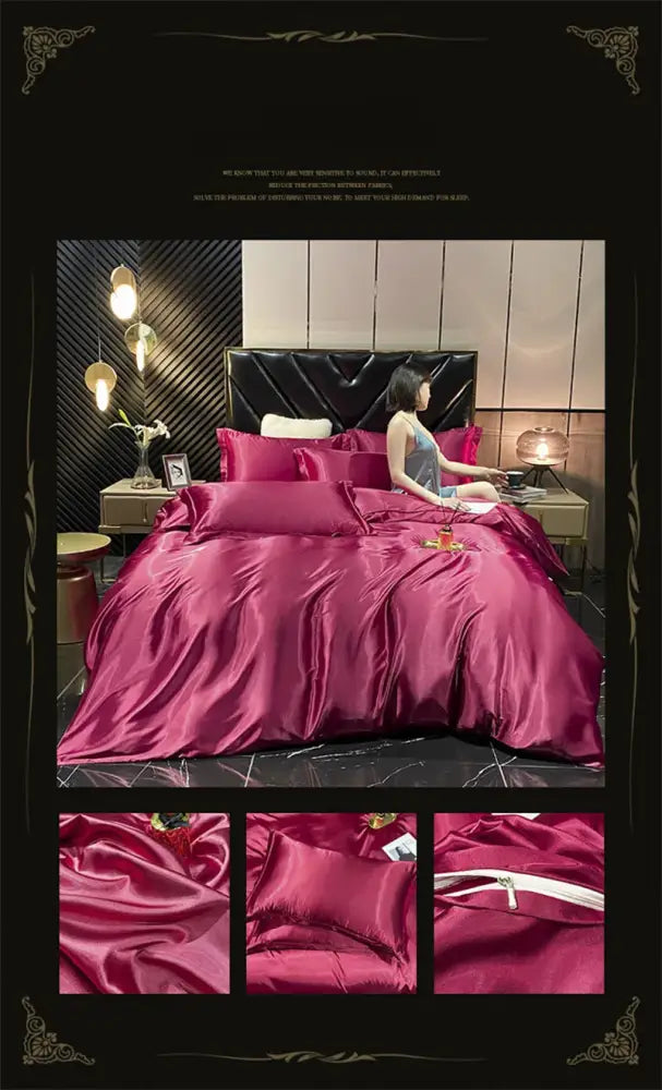 Luxury chocolate brown mulberry silk bedding set bedroom sheets