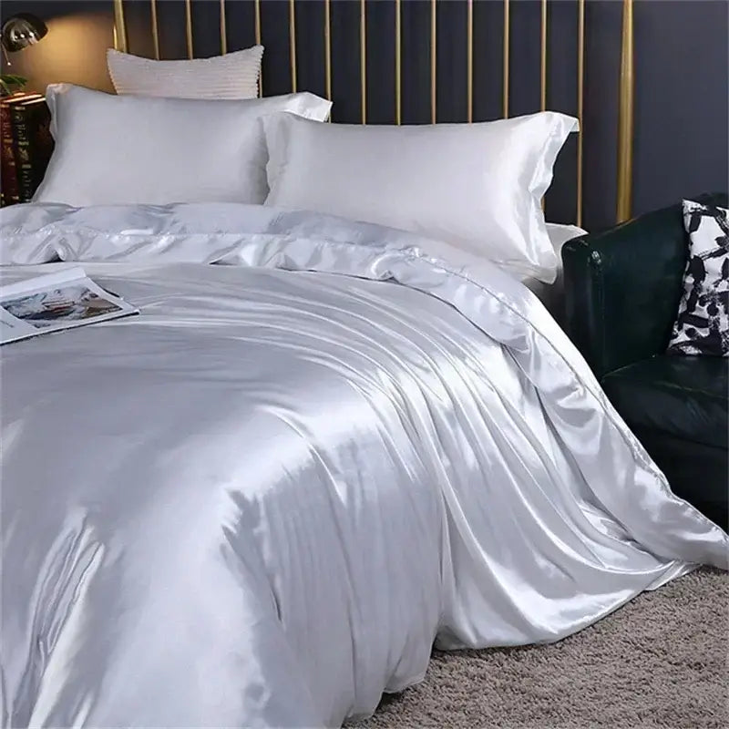 Luxury copper satin silk bedding set – bedroom duvet cover