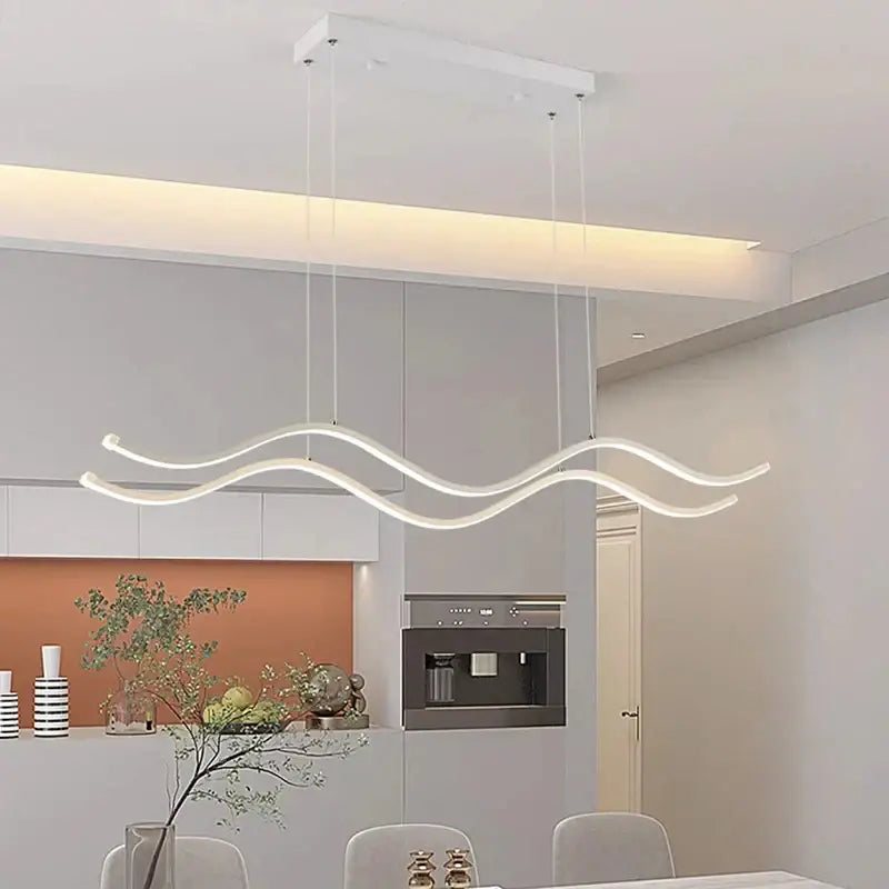 Modern white wavy led pendant light luxury nordic chandeliers dining room