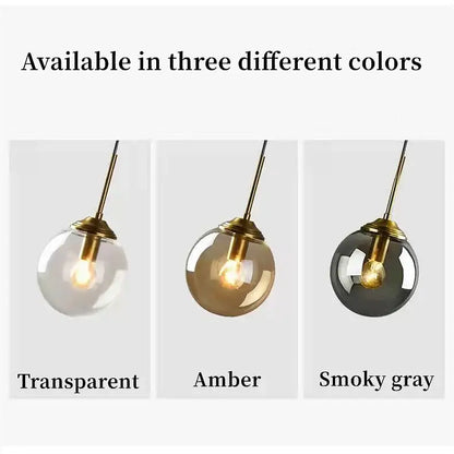 Luxury nordic led chandelier with amber and smoked glass dining room
