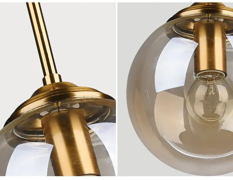 Luxury nordic led chandelier with amber and smoked glass dining room