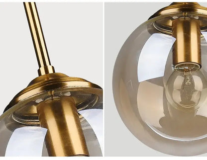Luxury nordic led chandelier with amber and smoked glass dining room