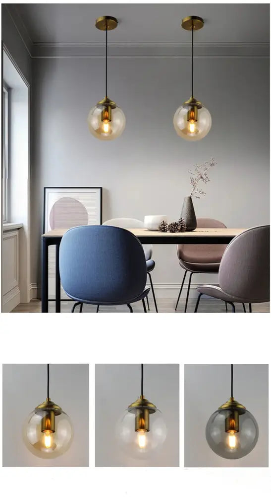 Luxury nordic led chandelier with amber and smoked glass dining room