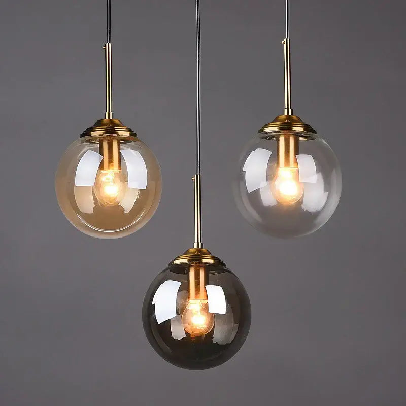 Luxury nordic led chandelier with amber and smoked glass dining room