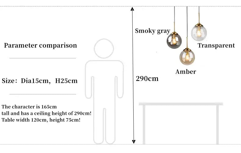 Luxury nordic led chandelier with amber and smoked glass dining room