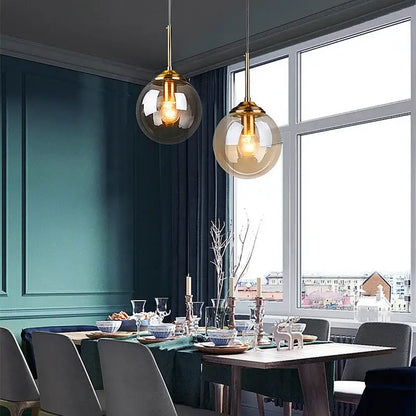 Luxury nordic led chandelier with amber and smoked glass dining room