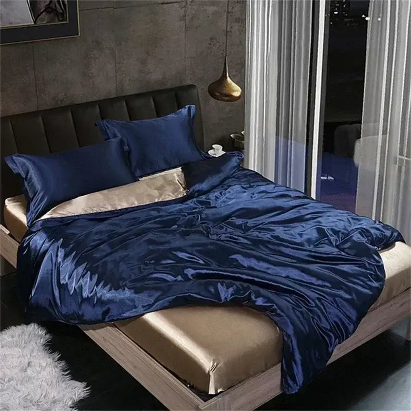 Luxury purple satin bedding set with duvet cover for bedroom