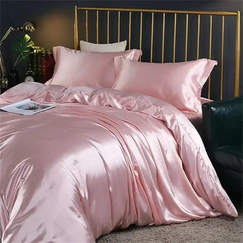 Luxury purple satin bedding set with duvet cover for bedroom