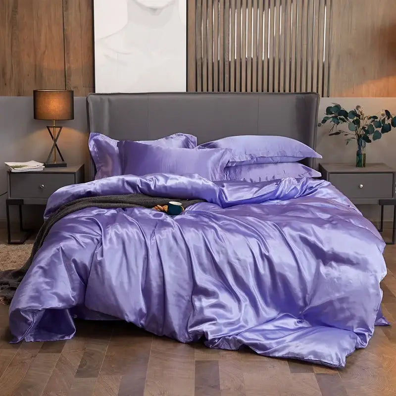 Luxury lavender satin bedding set – bedroom pcduvet cover
