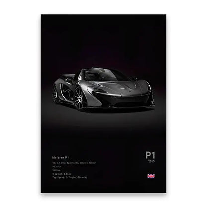 Modern white famous cars canvas wall art for living room