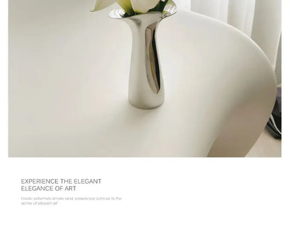 Modern sculptural silver stainless steel vase living room decor