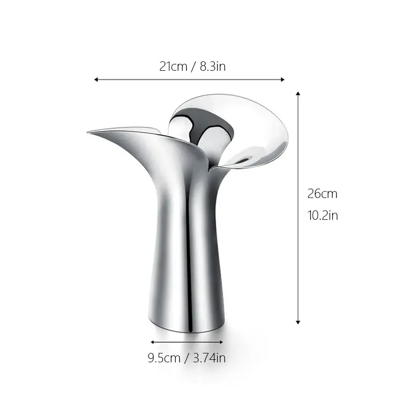 Modern sculptural silver stainless steel vase living room decor