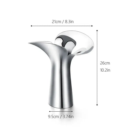 Modern sculptural silver stainless steel vase living room decor