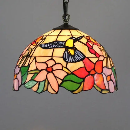 Tiffany style rose stained glass pendant light dining room