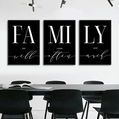 Modern black and white family wall art – living room luxury set