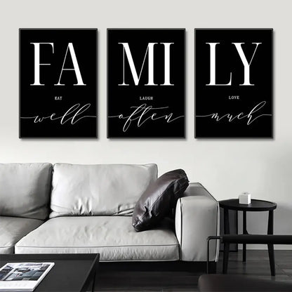 Modern black and white family wall art – living room luxury set