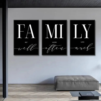 Modern black and white family wall art – living room luxury set