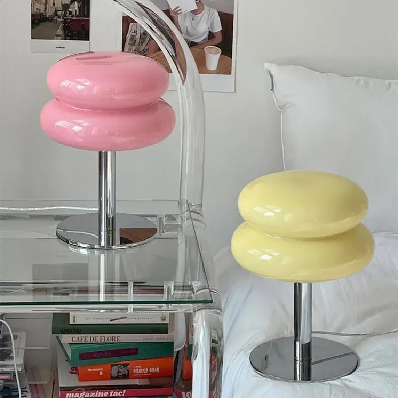 Glossy orange italian designer macaron lamp bedroom table light