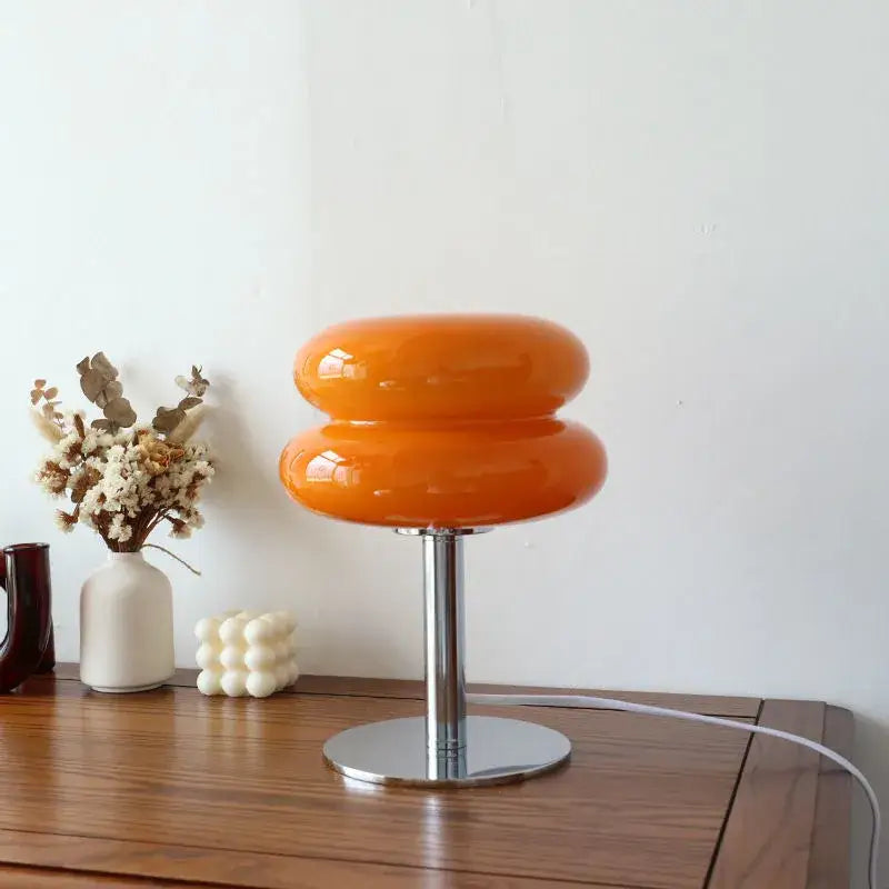 Glossy orange italian designer macaron lamp bedroom table light