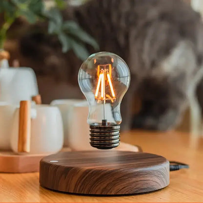 Vintage wood magnetic levitation lamp bedroom floating led bulb