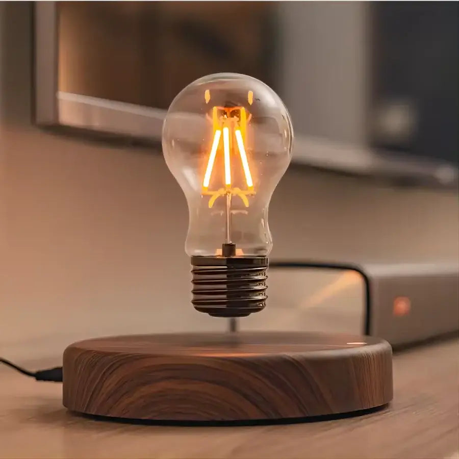 Vintage wood magnetic levitation lamp bedroom floating led bulb