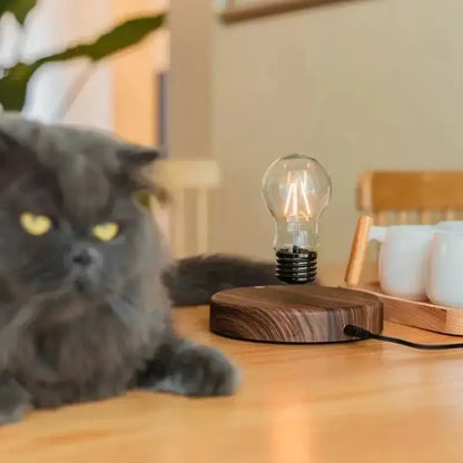 Vintage wood magnetic levitation lamp bedroom floating led bulb
