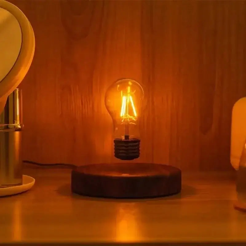 Vintage wood magnetic levitation lamp bedroom floating led bulb