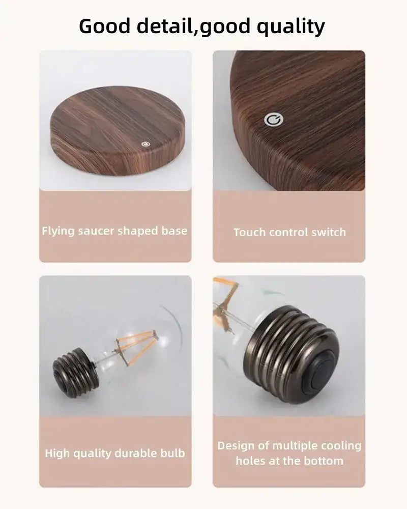 Vintage wood magnetic levitation lamp bedroom floating led bulb