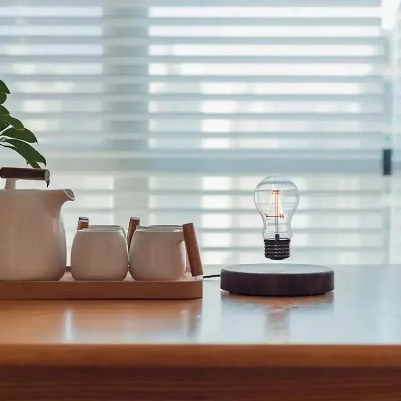 Vintage wood magnetic levitation lamp bedroom floating led bulb