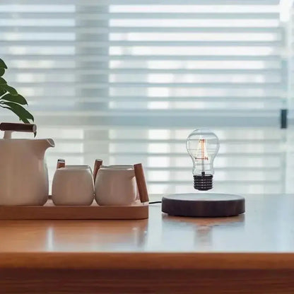 Vintage wood magnetic levitation lamp bedroom floating led bulb