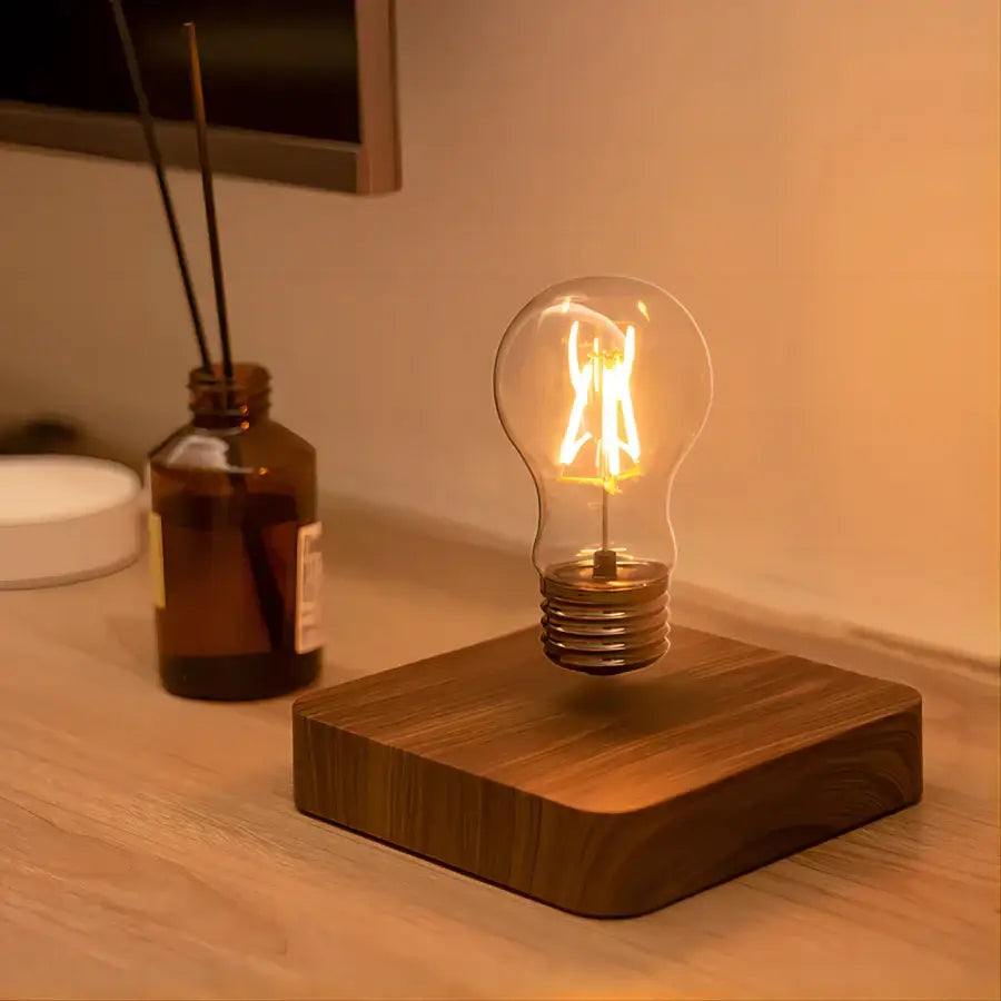 Vintage wood magnetic levitation lamp bedroom floating led bulb