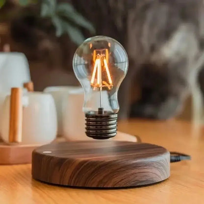 Vintage wood magnetic levitation lamp bedroom floating led bulb