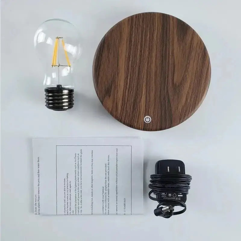Vintage wood magnetic levitation lamp bedroom floating led bulb