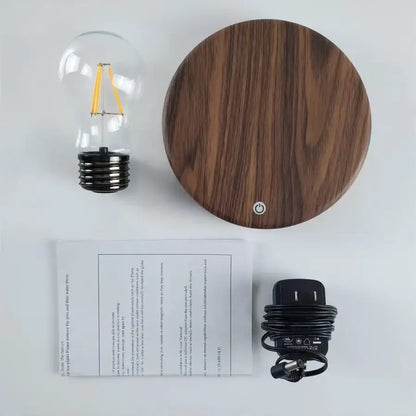 Vintage wood magnetic levitation lamp bedroom floating led bulb