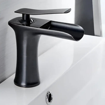 Modern antique brass waterfall single handle gold bathroom faucet