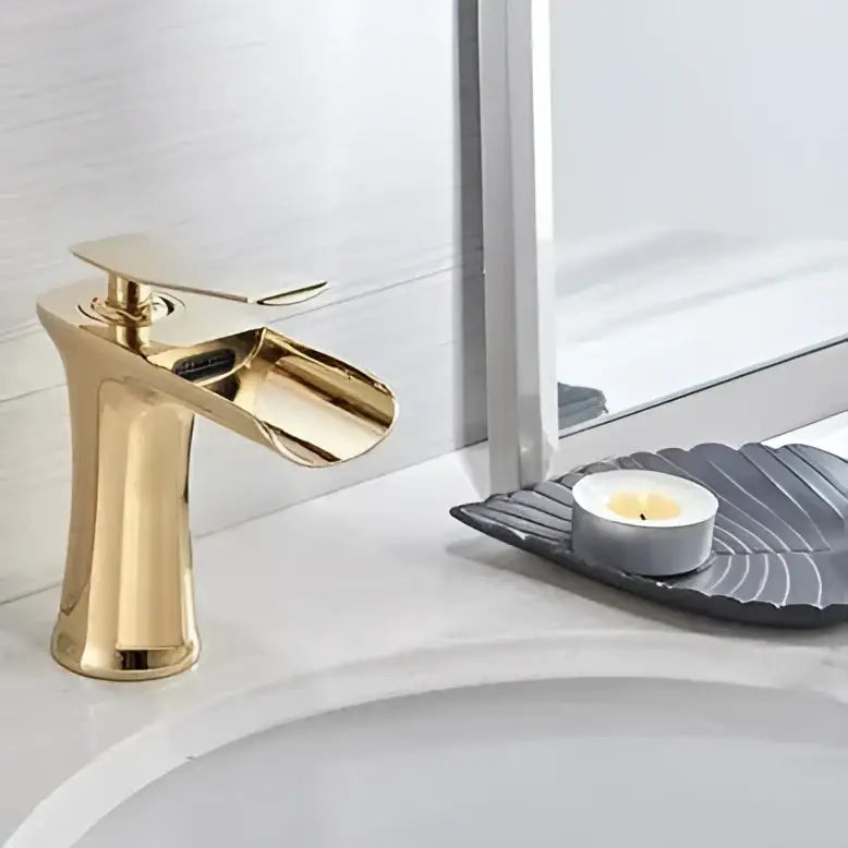 Modern antique brass waterfall single handle gold bathroom faucet