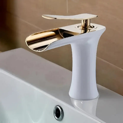 Modern antique brass waterfall single handle gold bathroom faucet