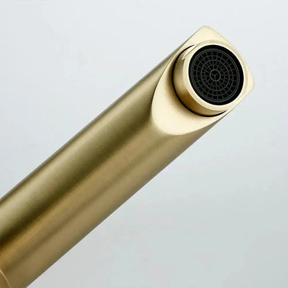 Modern brushed gold single handle deck mounted bathroom faucet