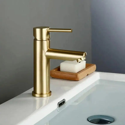 Modern brushed gold single handle deck mounted bathroom faucet