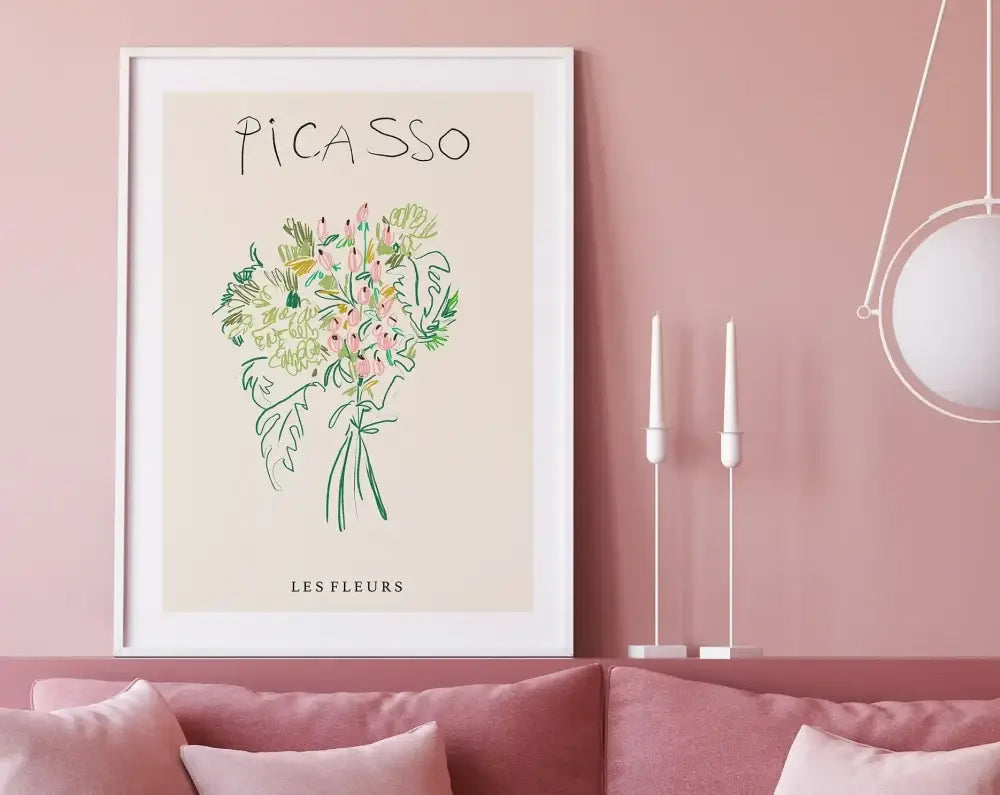 Matisse botanical flower poster orange & pink framed living room art